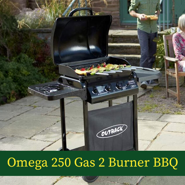 SHOP OUTBACK OMEGA 250 2 BURNER GAS BBQ >