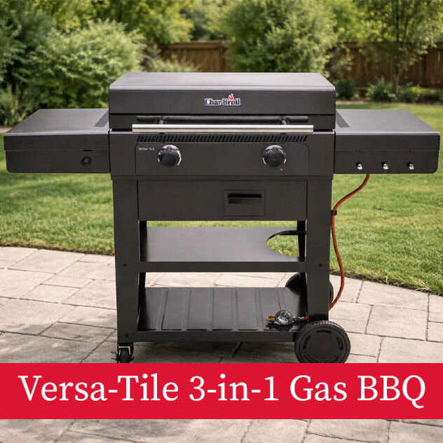 SHOP CHAR-BROIL VERSA-TILE 3-IN-1 GAS BBQ >