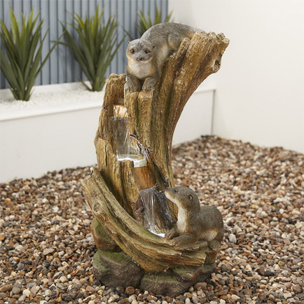 A view of a otter themed water feature