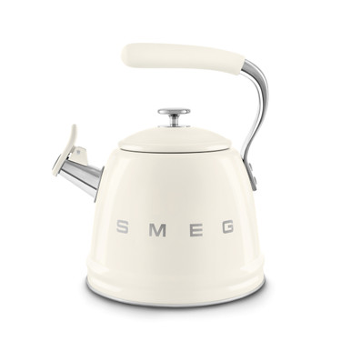 Smeg White Whistling Stovetop Kettle - Cream, 2.3 Litre