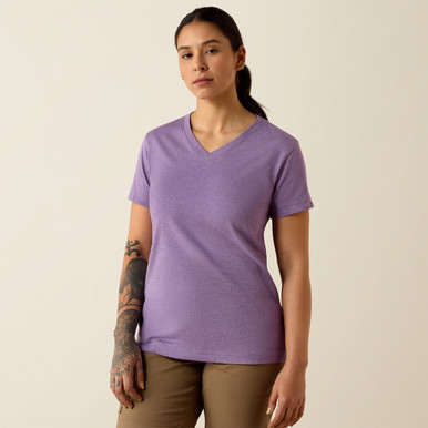 Ariat Women's Cotton Strong V-Neck T-Shirt - Mulled Grape Heather ...