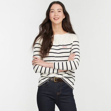 (取寄) バブアー レディース ブラッドリー トップ - ウィメンズ Barbour women Bradley Top - Women's Cloud Stripe Barbour Women's Bradley Top - Cloud/Navy | Charlies