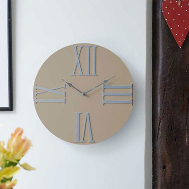Outside In Moda Wall Clock - Taupe | Charlies