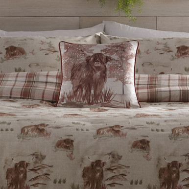 Duvet Cover Set Hanson Highland Cow by D&D Lodge in Terracotta