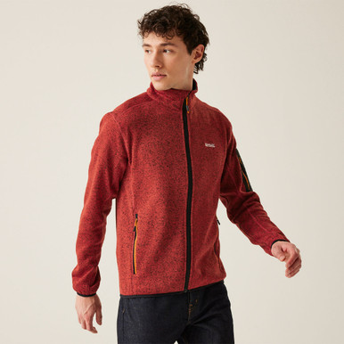 Regatta Mens Newhill Full Zip Fleece in Red, Size Medium, Polyester | Charlies