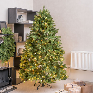 Newberry Spruce 90'' Lighted Artificial Spruce Christmas Tree