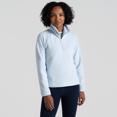 Sweat Polaire Femme Craghoppers - Bleu 1/4 Zippé - Taille 10 - Occasion Parfait État