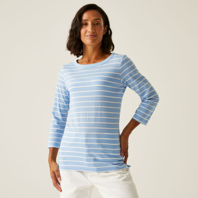 Regatta Womens Blue Bayletta T-Shirt Ii - Chambray / White Stripe, Size 18