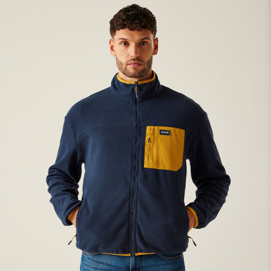 Regatta Mens Blue Frankie Full Zip Fleece - Navy/Mustard, 2XL