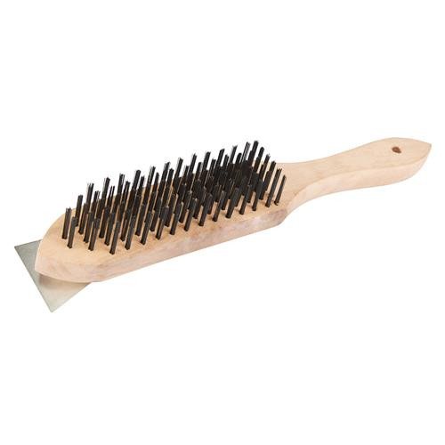 Wooden Wire Brush With Scraper