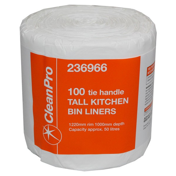 Tie Handle Tall Kitchen Bin Liners x 100