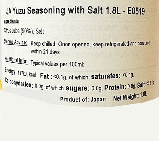 JA Yuzu Seasoning With Salt 1.8ltr
