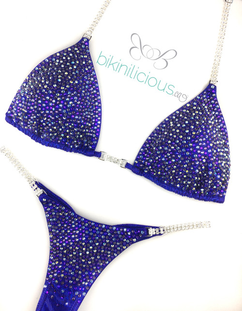 Blue Purple Customized Competition Bikini Wellness Suit