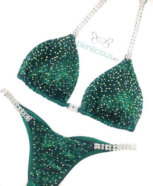 Deep Green Customized Competition Bikini Wellness Suit