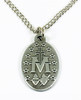 Miraculous Medal Pendant w/ 24" Necklace Chain - Silver / Blue