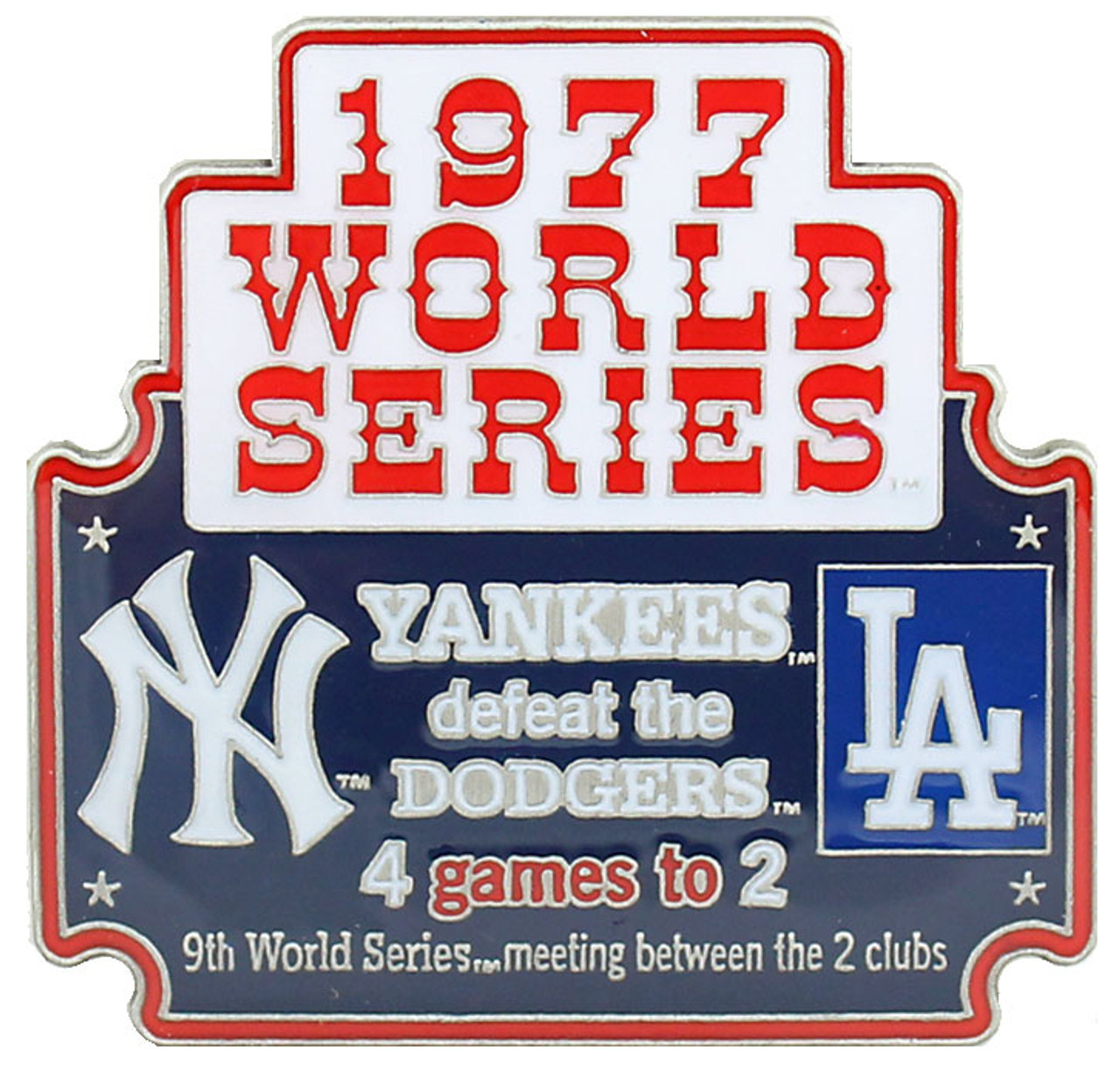 1977 World Series Commemorative Pin - Yankees vs. Dodgers