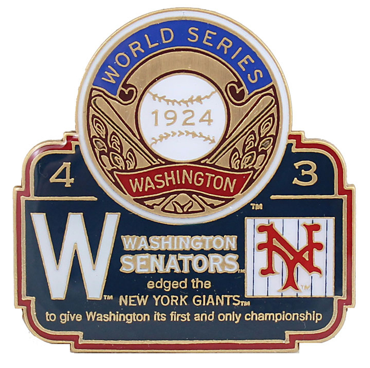 1925 World Series Commemorative Pin - Pirates vs. Senators