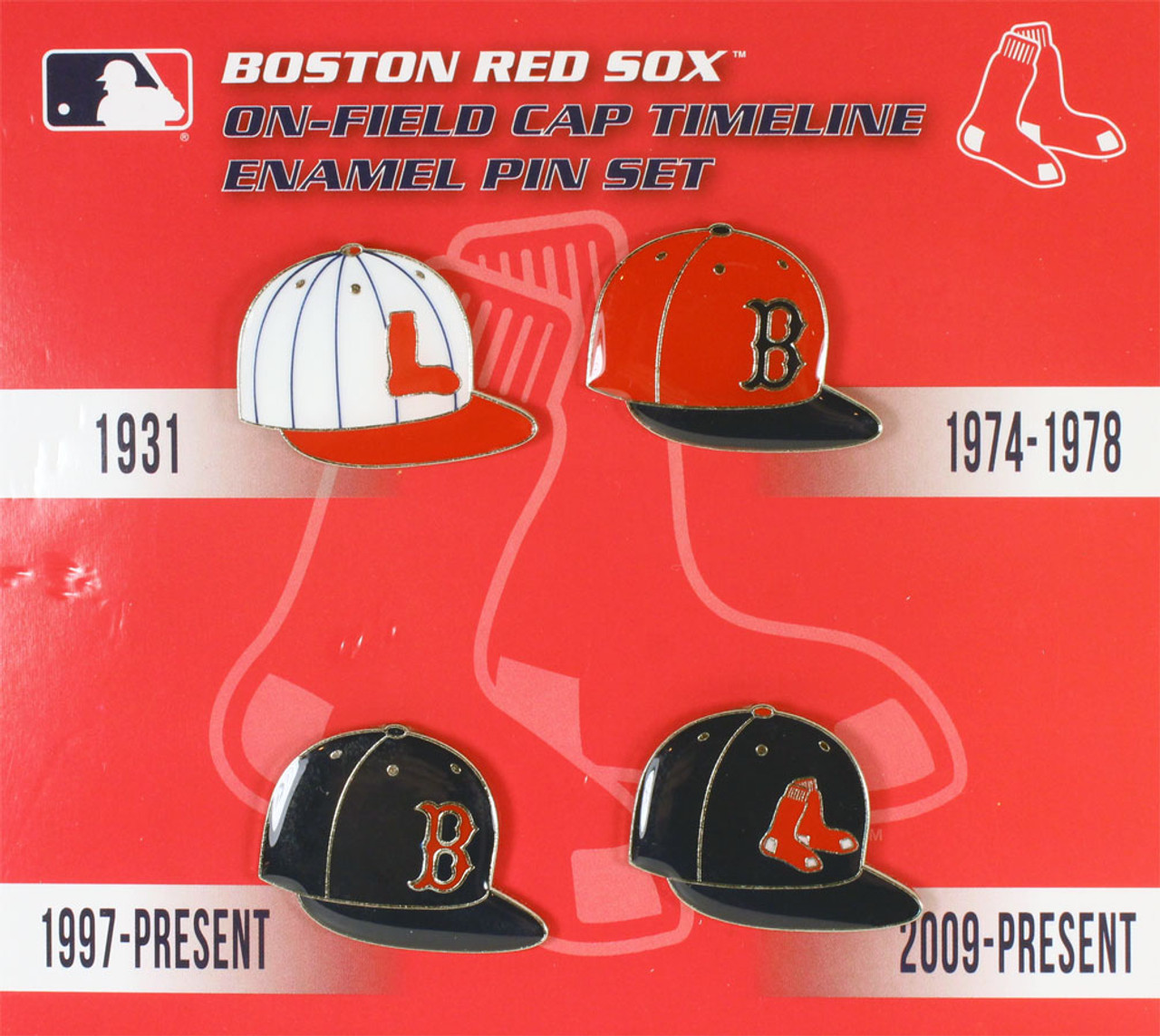 Boston Red Sox Collection Cap Timeline Pin Set