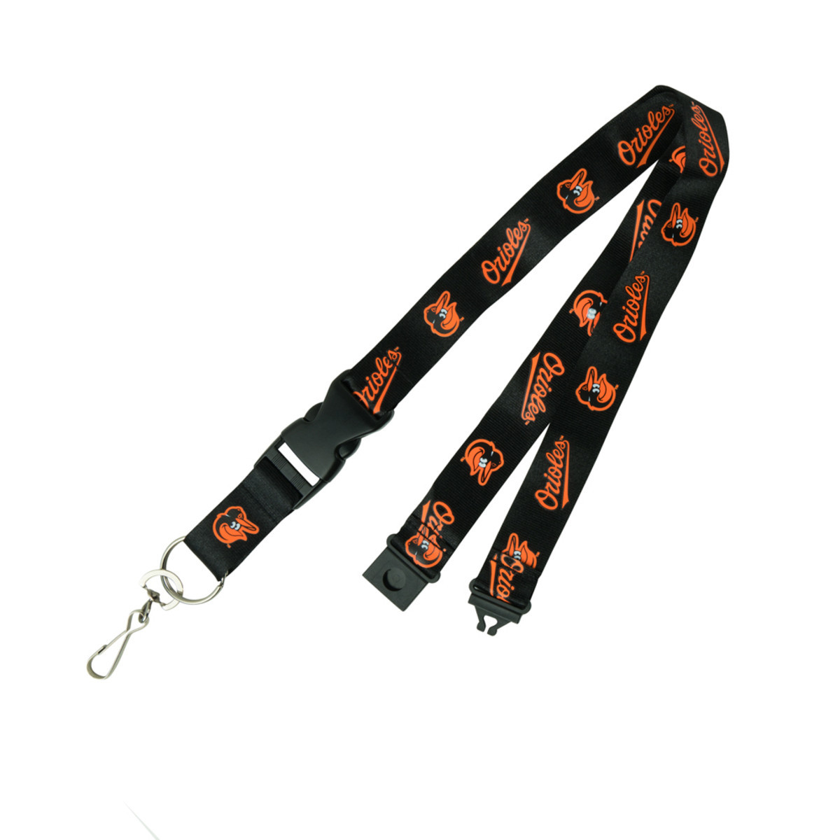 Cordino Portachiavi Baltimore Orioles Con Fibbia Staccabile - Lanyard Da Collo 2,5 Cm, Arancione, Grande, Ufficiale MLB, Prodotto In America