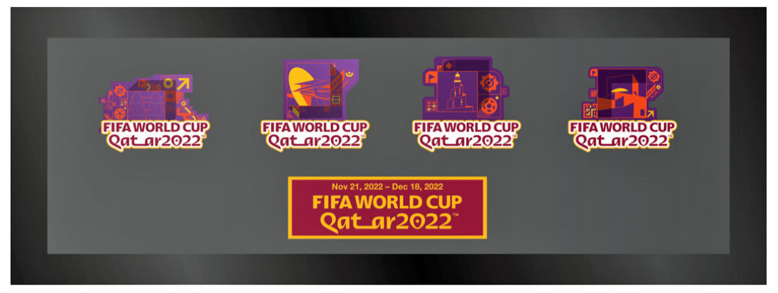 当選品！！FIFAワールドカップカタール2022ピンズ&純金プレートセット未開封 FIFA 2022 World Cup Qatar Four Framed Pin Set - 9.5