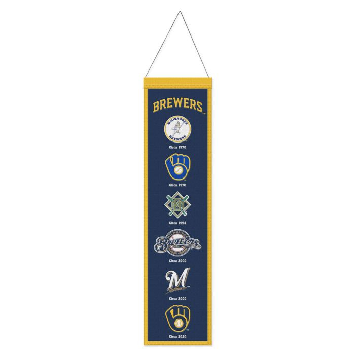 Gadget Baseball MLB Bandiera Milwaukee Brewers WinCraft - 3x15 Cm Poliestere Con Occhielli Bandiera Baseball Mlb - Foto 3