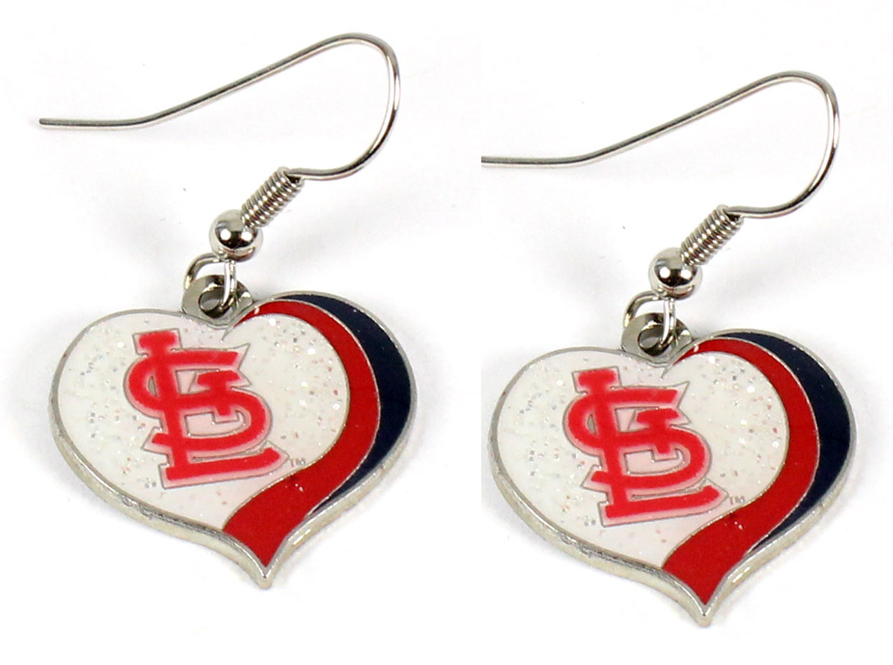 St. Louis Cardinals Glitter Heart Necklace