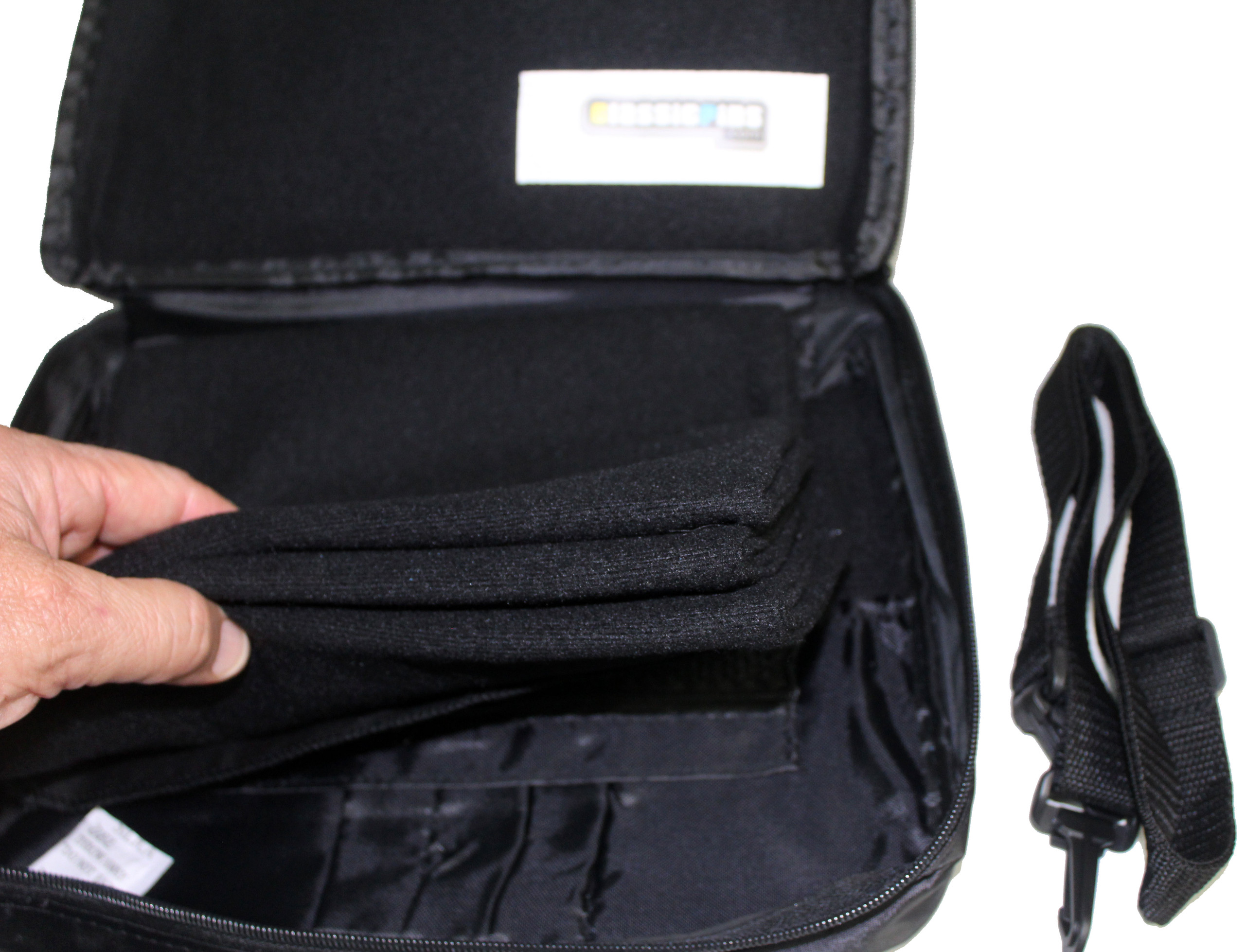 Large Collector Lapel Pin Bag 3 Page Black w/ Black Piping