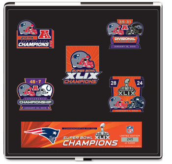 New England Patriots Super Bowl XLIX (49) Champions Five Pin Set - Limited 5,000