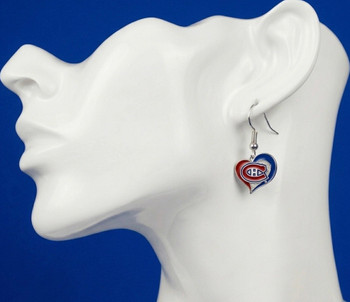 Montreal Canadiens Swirl Heart Earrings