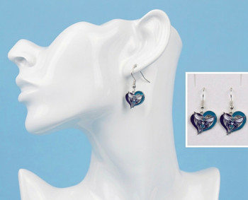 Charlotte Hornets Swirl Heart Earrings