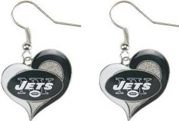 New York Jets Swirl Heart Earrings