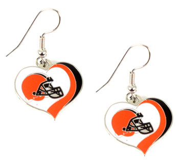 Cleveland Browns Swirl Heart Earrings