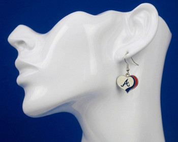 Atlanta Braves Glitter Heart Earrings