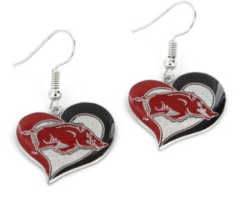 Arkansas Razorbacks Swirl Heart Earrings Arkansas Razorbacks Swirl Heart Earrings