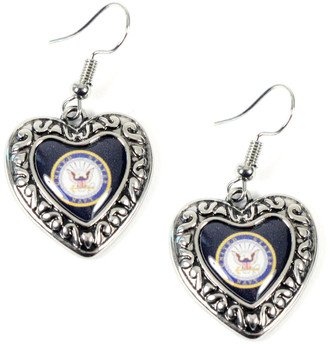 Navy Charmed Heart Earrings