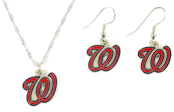 Washington Nationals Earrings & Necklace Combo