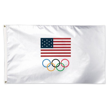 Milan Cortina Team USA Five Rings Flag 3'x5'