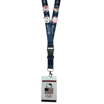 Team USA Hello Kitty 2-Sided Lanyard SET w/ 4-Pins and Insert Card with Hologram