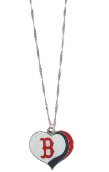 Boston Red Sox Glitter Heart Necklace