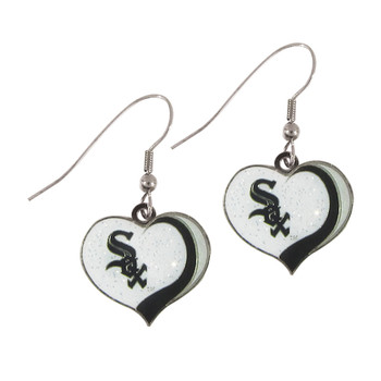 Chicago White Sox Glitter Heart Earrings