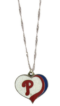 Philadelphia Phillies Glitter Heart Necklace