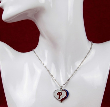 Philadelphia Phillies Glitter Heart Necklace