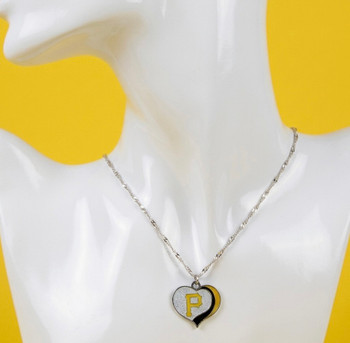 Pittsburgh Pirates Glitter Heart Necklace