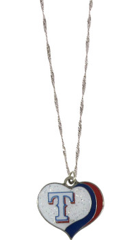Texas Rangers Glitter Heart Necklace