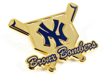 New York Yankees Bronx Bombers Cross Bats Pin - Gold