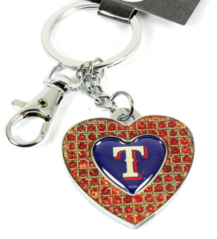 Oregon University Green Rhinestone Heart Keychain