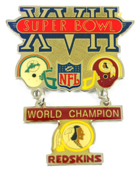 Super Bowl XVII (17) Oversized Commemorative Pin - Dangler Style