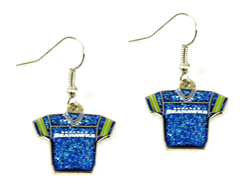 Seattle Seahawks Jersey Glitter Dangler Earrings