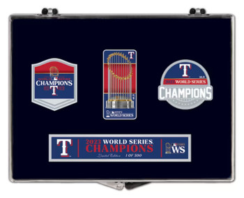 Texas Rangers 2023 World Series Champs 3 Pin Set (Ships 11/28)