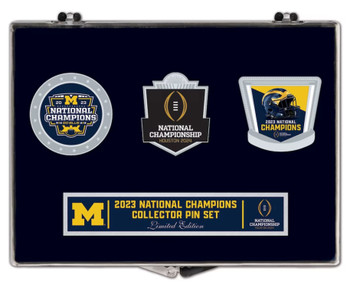 Michigan Wolverines WinCraft College Football Playoff 2023 National Champions Three-Piece Collector Pin Set - Limited